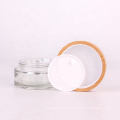 4oz 120ml frosted empty round  glass cosmetic cream jar with bamboo lid